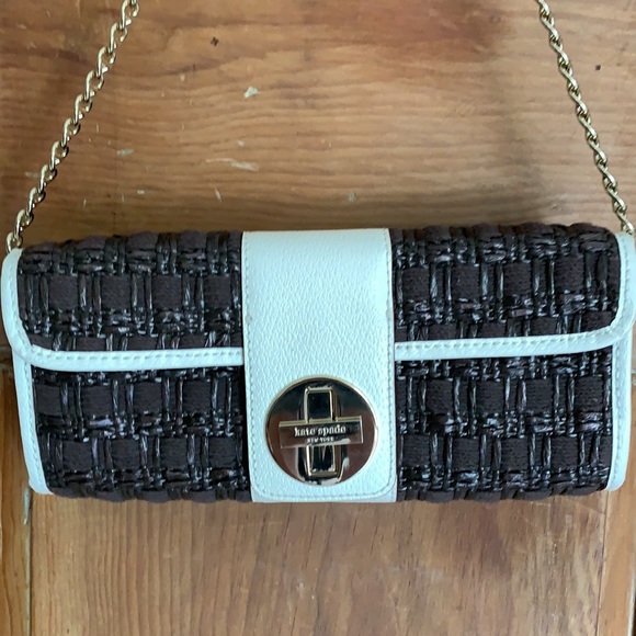 Kate Spade rattan leather clutch shoulder bag - Picture 2 of 11